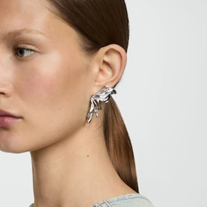 Y2K style butterfly wing stainless steel stud earring with liquid metal design for women