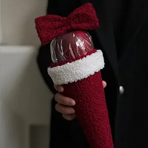Christmas lamb wool cone bouquet holder with red apple gift box for Christmas Eve
