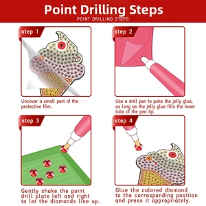 DIY diamond painting kit showing step-by-step instructions for making ice cream keychains