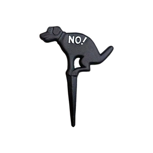 Piquet de jardin en fonte en forme de chien avec signe NO pour décoration extérieure
