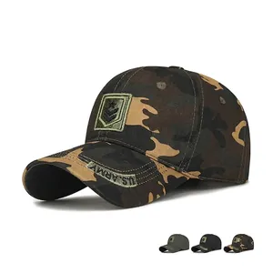 Military Style Camouflage Baseball Cap Cotton Adjustable Sun Protection Outdoor Sport Hat For Men