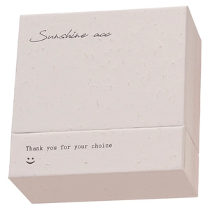 Beige textured paper jewelry gift box set with Sunshine acc print and smiling face icon