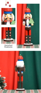 Detailed views of 38cm gingerbread chef nutcracker showing facial details and mechanism
