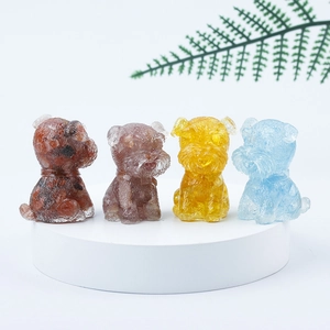 Miniature Schnauzer resin crystal figurines in colorful sets for home desktop decor