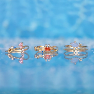 Creative INS Style Sea Animal Rings For Women Seahorse Crab Whale Brass Zirconia Finger Rings Fashion Jewelry Gift