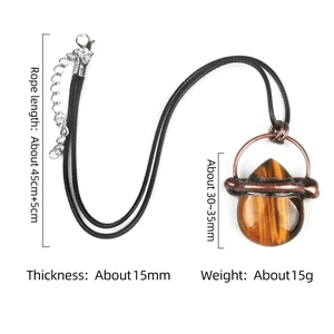 Tiger Eye teardrop pendant necklace in bronze frame with 45cm rope length and 15g weight
