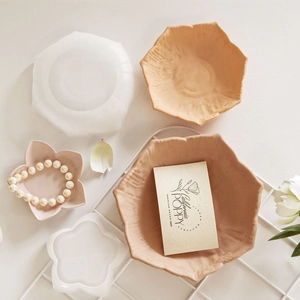 Stampi in silicone a cinque petali e geometrici per vassoi in resina e gesso fai-da-te