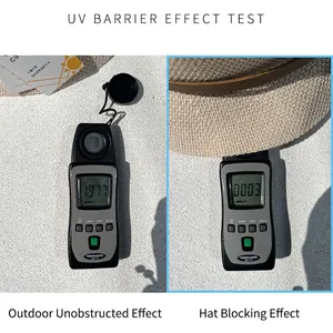 Cappello da sole in paglia da donna che mostra il test di protezione UV ad alte prestazioni