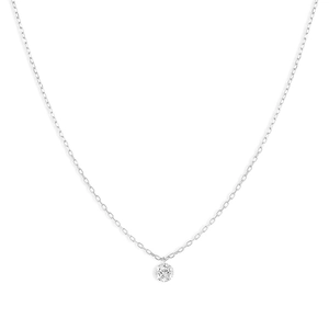 Close-up of S925 sterling silver chain featuring a sparkling diamond-cut zircon pendant