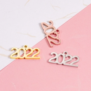 Polished 2022 hollow charms in gold, silver and rose gold for DIY jewelry making