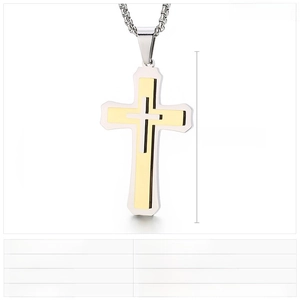 Détails du pendentif double croix punk en acier inoxydable, taille 57x35mm et 23g