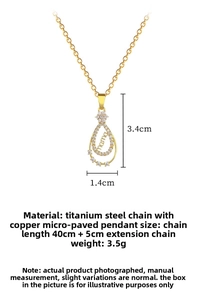 Détail du pendentif MAMA goutte avec dimensions 3.4x1.4cm sur une chaîne acier 40+5cm