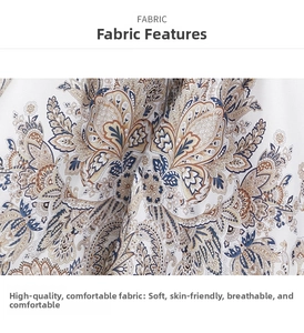 Detail of high-quality paisley print fabric with soft, breathable and drape texture