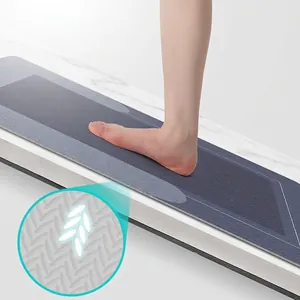 Absorbent non-slip bathroom mat with woven texture and thick cushioning support layer