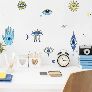 Evil Eye Hamsa Hand Wall Stickers PVC Mystical Protection Symbols Decals For Bedroom Bohemian Hand Painted Decor