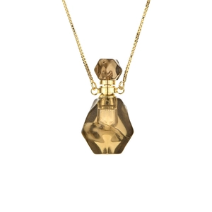 Green Aventurine flame crystal perfume bottle pendant with golden chain necklace