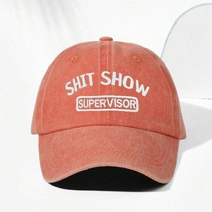 Berretto da baseball vintage in cotone lavato arancione con ricamo Shit Show Supervisor