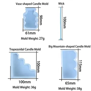 DIY silicone geometric candle molds set including vase, ladder, and mountain shapes