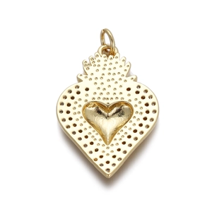 Close-up of 18K gold plated heart pendant with micro-paved cubic zirconia details