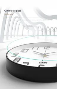 Detail der hochtransparenten Glasabdeckung für 12-Zoll lautlose runde Wanduhr