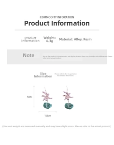 Detailed size specifications for flower resin drop earrings measuring 4 by 1.8 centimeters