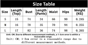 Guide des tailles détaillé pour ensemble haut bustier et short évidé pour femme