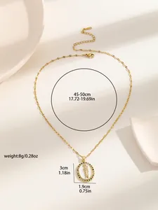 Detailed measurement view of 3cm Virgin Mary pendant with colorful zircon stones on a chain