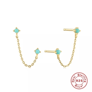 Detailed macro view of 925 sterling silver tassel earrings with turquoise beads