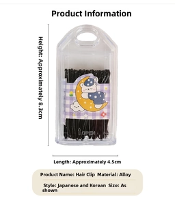 Detail of black bobby pins set in a transparent plastic storage box for hair styling