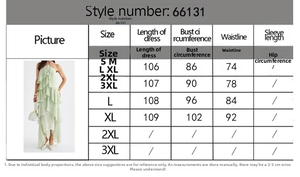 Detailed size chart for the French style backless sundress with specific measurements