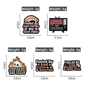Detailed dimensions and weight specifications of colorful enamel coffee lapel pins
