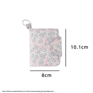 Floral print cloth coin purse dimensions 10.1x8x2.5cm with plastic hook and button