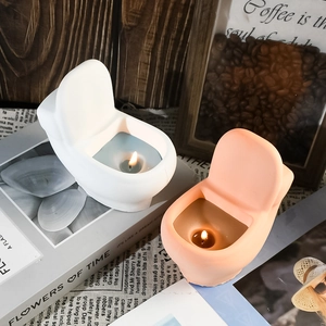 Creative toilet shaped aromatherapy candle set in matte white and orange pink tones