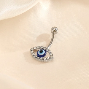 Evil Eye Belly Button Ring Stainless Steel Rhinestone Navel Piercing Jewelry Body Accessory For Women