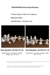 Detailed set of 10 mini resin sculptures with classic artistic designs for home decor