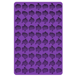 Detailed view of purple silicone Halloween ghost mold for chocolate and candy making