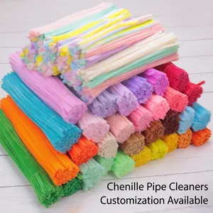 Chenille Stems Pipe Cleaners Polyester Iron Wire Flexible Fuzzy Thickened DIY Arts Crafts Creative Modeling Colorful