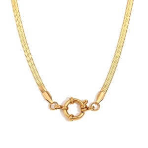 Minimalist 18K gold plated stainless steel snake chain necklace with large spring clasp