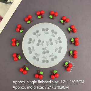 13-cavity cherry silicone mold for resin and fondant cake decorating with leaf detail