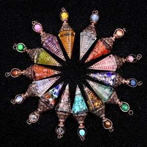 Collier Pendentif Pendule Orgonite Pierre De Cristal Naturelle Résine Énergie De Guérison Divination Bijoux En Alliage