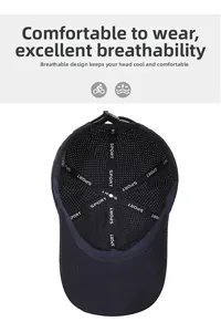 Détail du tissu en maille respirante et doublure SPORT de la casquette de baseball