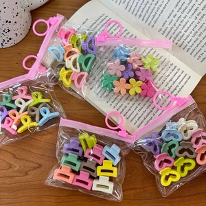 Mini Hair Claw Clips Plastic Resin Macaron Candy Colors Matte Flower Heart Geometric Korean Style Girls Hair Accessories