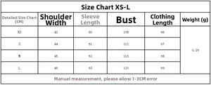 Detailed size chart for women's plaid cotton shirt with bow, measuring XS to L
