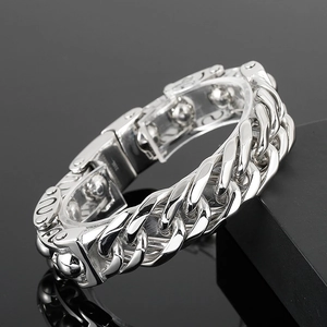 Herren Armband aus 316L Edelstahl mit dicker Gliederkette und industriellem Verschluss