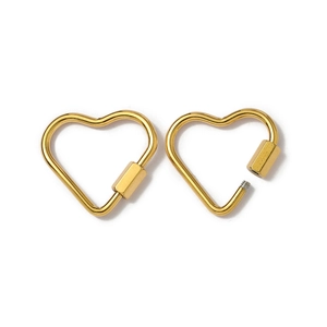Golden heart-shaped screw lock carabiner for DIY jewelry and keychain accessories