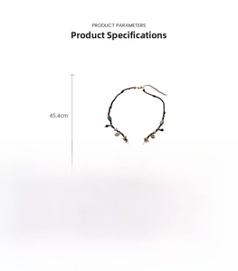 Detail view of jade bead necklace with butterfly pendant showing product size and specs