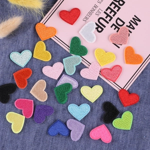 Heart Embroidered Patches Polyester Fabric Iron On Self Adhesive DIY Decorative Appliques For Clothing Bags Hats