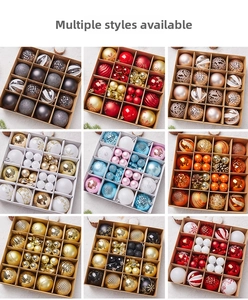 Macro display of Christmas ball sets in diverse colors with glitter and matte finishes