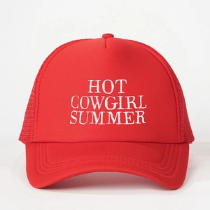Hot Cowgirl Summer Trucker Hat Embroidered Letter Mesh Baseball Cap Adjustable Breathable Sun Hat For Women