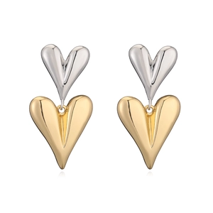 Orecchini a cuore bicolore placcati in oro 18 carati e argento da donna